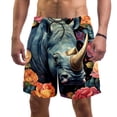 thumbnail image 1 of luoweisi Men's Beach Shorts Quick Dry Swim Trunks with Mesh Lining Abstract Rhinoceros S, 1 of 5