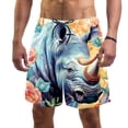thumbnail image 1 of luoweisi Men's Beach Shorts Quick Dry Swim Trunks with Mesh Lining Abstract Rhinoceros XL, 1 of 5