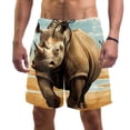 thumbnail image 1 of luoweisi Men's Beach Shorts Quick Dry Swim Trunks with Mesh Lining Abstract Rhinoceros XL, 1 of 5