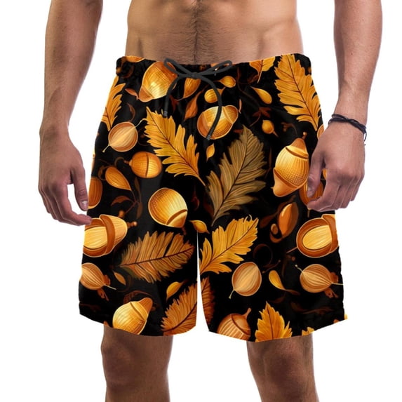 luoweisi Men's Beach Shorts Quick Dry Swim Trunks with Mesh Lining Acorns 2XL