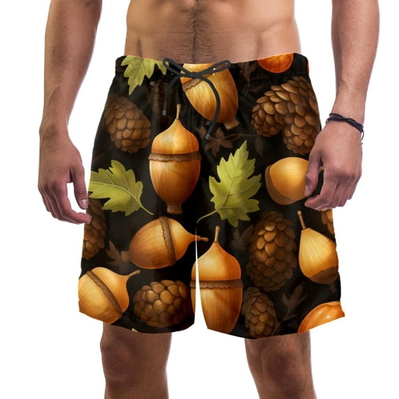 luoweisi Men's Beach Shorts Quick Dry Swim Trunks with Mesh Lining Acorns L