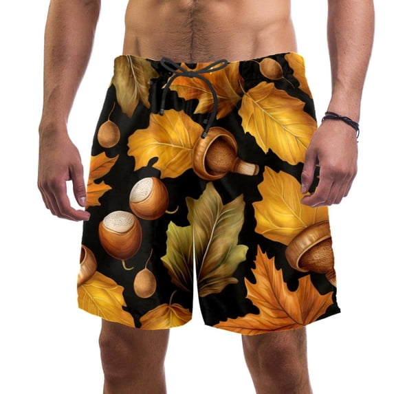 luoweisi Men's Beach Shorts Quick Dry Swim Trunks with Mesh Lining Acorns L