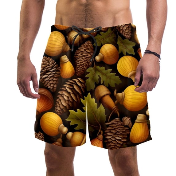 luoweisi Men's Beach Shorts Quick Dry Swim Trunks with Mesh Lining Acorns M