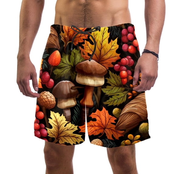 luoweisi Men's Beach Shorts Quick Dry Swim Trunks with Mesh Lining Acorns S