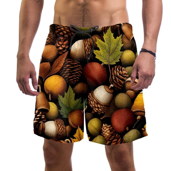 luoweisi Men's Beach Shorts Quick Dry Swim Trunks with Mesh Lining Acorns XL