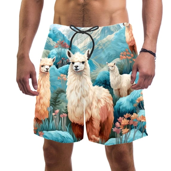 luoweisi Men's Beach Shorts Quick Dry Swim Trunks with Mesh Lining Alpaca 2XL