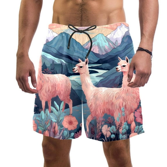 luoweisi Men's Beach Shorts Quick Dry Swim Trunks with Mesh Lining Alpaca L
