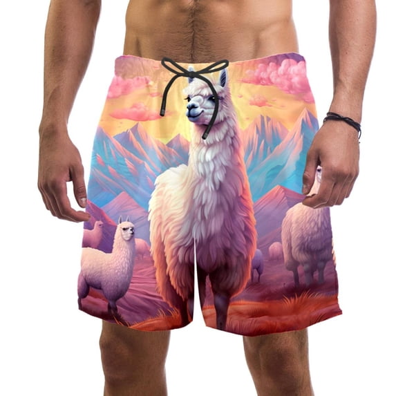 luoweisi Men's Beach Shorts Quick Dry Swim Trunks with Mesh Lining Alpaca L