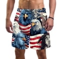 thumbnail image 1 of luoweisi Men's Beach Shorts Quick Dry Swim Trunks with Mesh Lining American Flag and Animals 2XL, 1 of 5