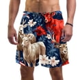 thumbnail image 1 of luoweisi Men's Beach Shorts Quick Dry Swim Trunks with Mesh Lining American Flag and Animals 2XL, 1 of 5