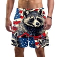thumbnail image 1 of luoweisi Men's Beach Shorts Quick Dry Swim Trunks with Mesh Lining American Flag and Animals L, 1 of 5