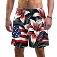 thumbnail image 1 of luoweisi Men's Beach Shorts Quick Dry Swim Trunks with Mesh Lining American Flag and Plants L, 1 of 5