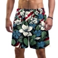 thumbnail image 1 of luoweisi Men's Beach Shorts Quick Dry Swim Trunks with Mesh Lining American Flag and Plants L, 1 of 5