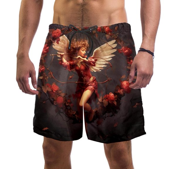 luoweisi Men's Beach Shorts Quick Dry Swim Trunks with Mesh Lining Angel Girl XL