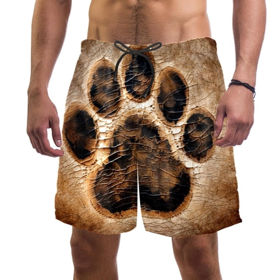 luoweisi Men's Beach Shorts Quick Dry Swim Trunks with Mesh Lining Animal Paw Prints M