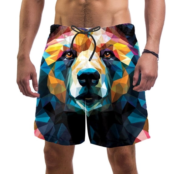 luoweisi Men's Beach Shorts Quick Dry Swim Trunks with Mesh Lining Bear 2XL