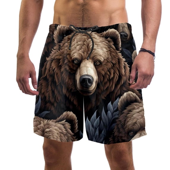 luoweisi Men's Beach Shorts Quick Dry Swim Trunks with Mesh Lining Bear 2XL