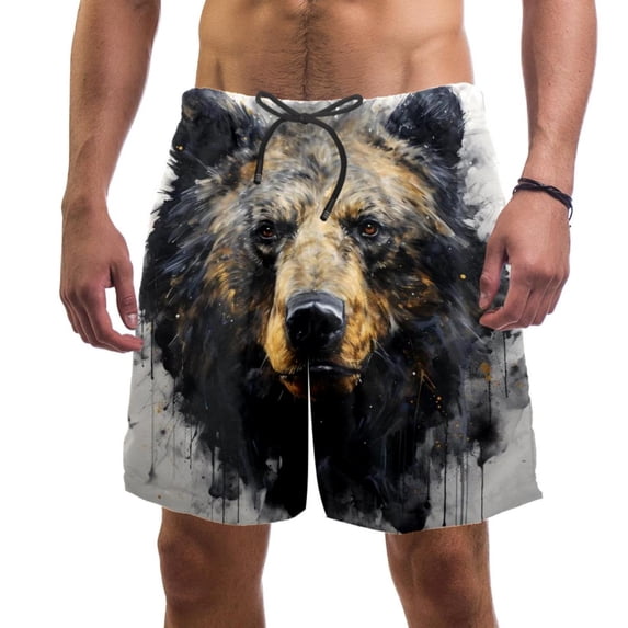 luoweisi Men's Beach Shorts Quick Dry Swim Trunks with Mesh Lining Bear 2XL