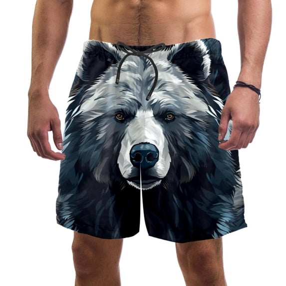 luoweisi Men's Beach Shorts Quick Dry Swim Trunks with Mesh Lining Bear L
