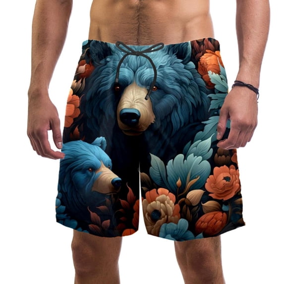 luoweisi Men's Beach Shorts Quick Dry Swim Trunks with Mesh Lining Bear L