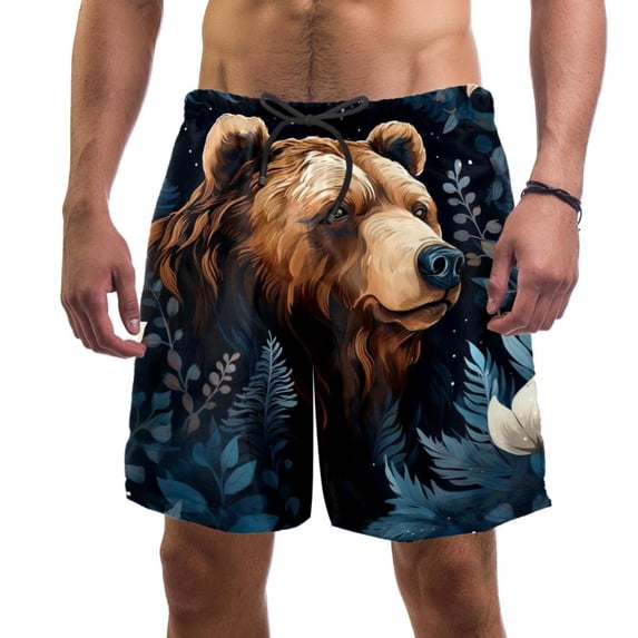 luoweisi Men's Beach Shorts Quick Dry Swim Trunks with Mesh Lining Bear M