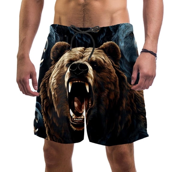 luoweisi Men's Beach Shorts Quick Dry Swim Trunks with Mesh Lining Bear M