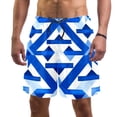 thumbnail image 1 of luoweisi Men's Beach Shorts Quick Dry Swim Trunks with Mesh Lining Blue and White Geometry 2XL, 1 of 5