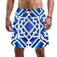 thumbnail image 1 of luoweisi Men's Beach Shorts Quick Dry Swim Trunks with Mesh Lining Blue and White Geometry L, 1 of 5