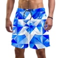 thumbnail image 1 of luoweisi Men's Beach Shorts Quick Dry Swim Trunks with Mesh Lining Blue and White Geometry L, 1 of 5