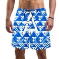 thumbnail image 1 of luoweisi Men's Beach Shorts Quick Dry Swim Trunks with Mesh Lining Blue and White Geometry L, 1 of 5