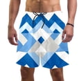 thumbnail image 1 of luoweisi Men's Beach Shorts Quick Dry Swim Trunks with Mesh Lining Blue and White Geometry L, 1 of 5