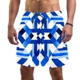 thumbnail image 1 of luoweisi Men's Beach Shorts Quick Dry Swim Trunks with Mesh Lining Blue and White Geometry L, 1 of 5