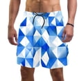 thumbnail image 1 of luoweisi Men's Beach Shorts Quick Dry Swim Trunks with Mesh Lining Blue and White Geometry S, 1 of 5