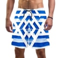 thumbnail image 1 of luoweisi Men's Beach Shorts Quick Dry Swim Trunks with Mesh Lining Blue and White Geometry S, 1 of 5