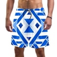 thumbnail image 1 of luoweisi Men's Beach Shorts Quick Dry Swim Trunks with Mesh Lining Blue and White Geometry XL, 1 of 5