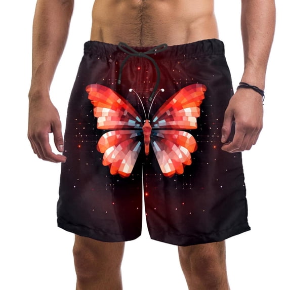luoweisi Men's Beach Shorts Quick Dry Swim Trunks with Mesh Lining Butterfly L