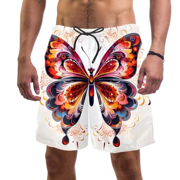 luoweisi Men's Beach Shorts Quick Dry Swim Trunks with Mesh Lining Butterfly L