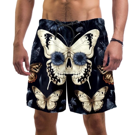 luoweisi Men's Beach Shorts Quick Dry Swim Trunks with Mesh Lining Butterfly L