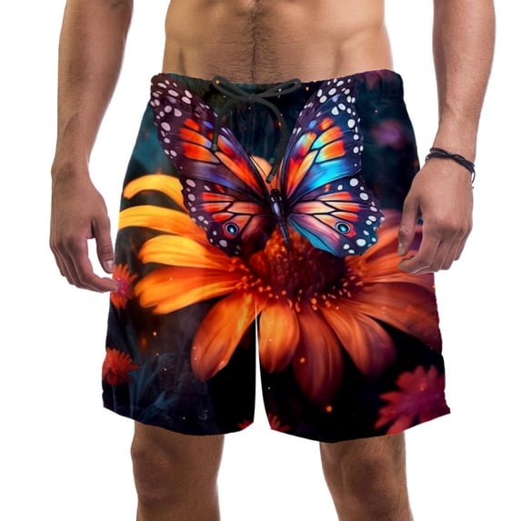 luoweisi Men's Beach Shorts Quick Dry Swim Trunks with Mesh Lining Butterfly M