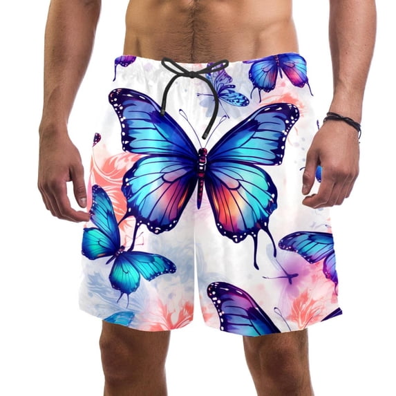 luoweisi Men's Beach Shorts Quick Dry Swim Trunks with Mesh Lining Butterfly M