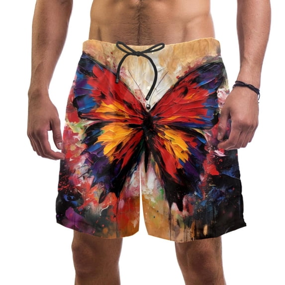luoweisi Men's Beach Shorts Quick Dry Swim Trunks with Mesh Lining Butterfly S