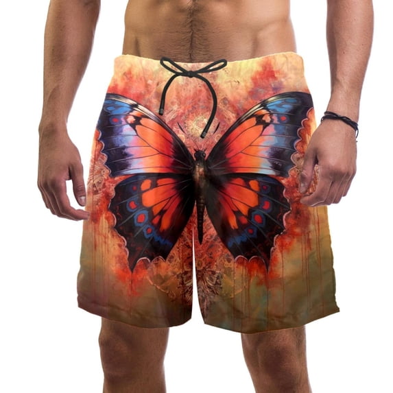 luoweisi Men's Beach Shorts Quick Dry Swim Trunks with Mesh Lining Butterfly XL