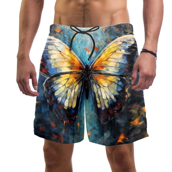 luoweisi Men's Beach Shorts Quick Dry Swim Trunks with Mesh Lining Butterfly XL