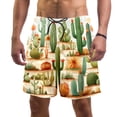 thumbnail image 1 of luoweisi Men's Beach Shorts Quick Dry Swim Trunks with Mesh Lining Cactus L, 1 of 5