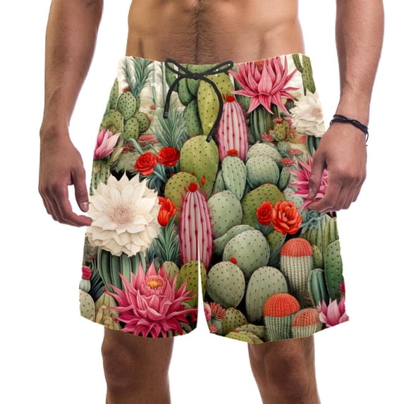 luoweisi Men's Beach Shorts Quick Dry Swim Trunks with Mesh Lining Cactus M