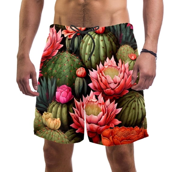 luoweisi Men's Beach Shorts Quick Dry Swim Trunks with Mesh Lining Cactus M