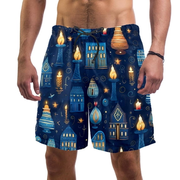 luoweisi Men's Beach Shorts Quick Dry Swim Trunks with Mesh Lining Candle L