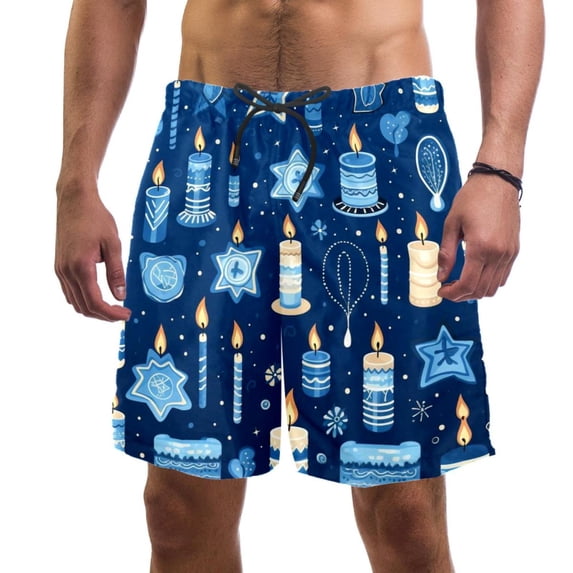 luoweisi Men's Beach Shorts Quick Dry Swim Trunks with Mesh Lining Candle L