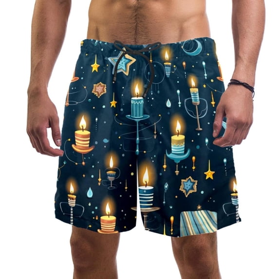 luoweisi Men's Beach Shorts Quick Dry Swim Trunks with Mesh Lining Candle L