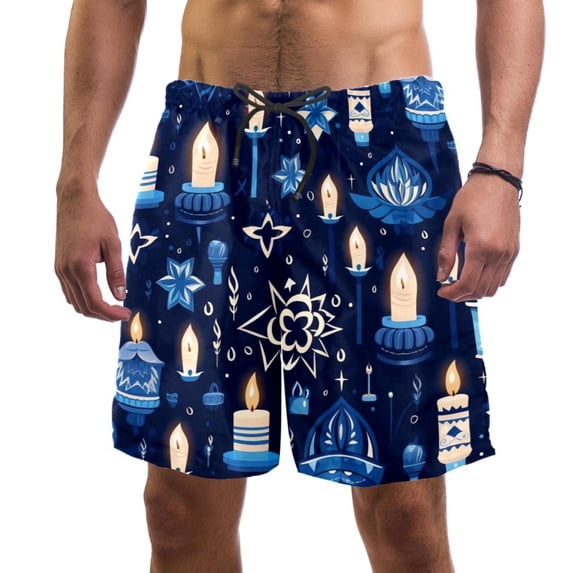 luoweisi Men's Beach Shorts Quick Dry Swim Trunks with Mesh Lining Candle S